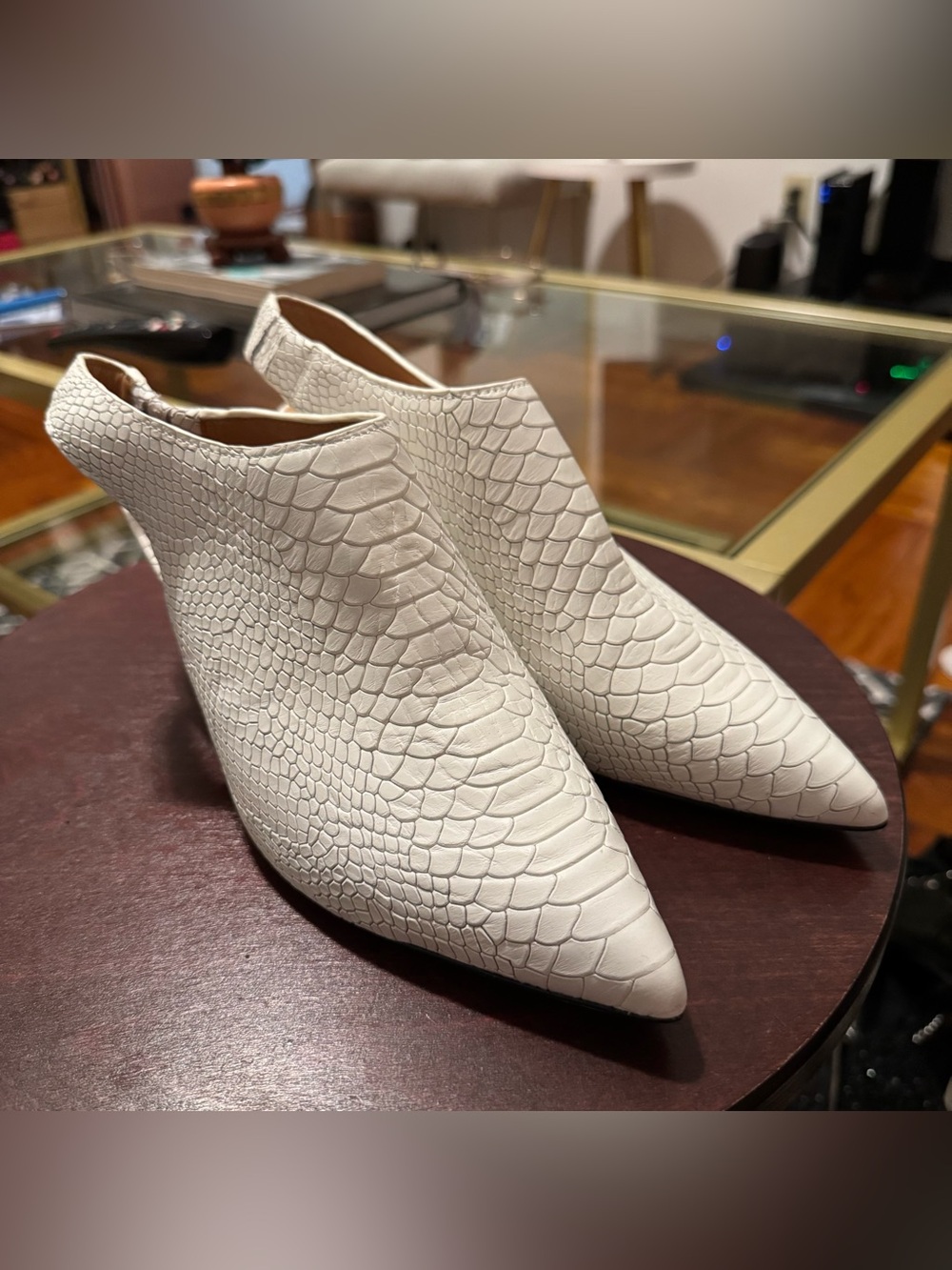 Joie White Textured Pointed-Toe Mules